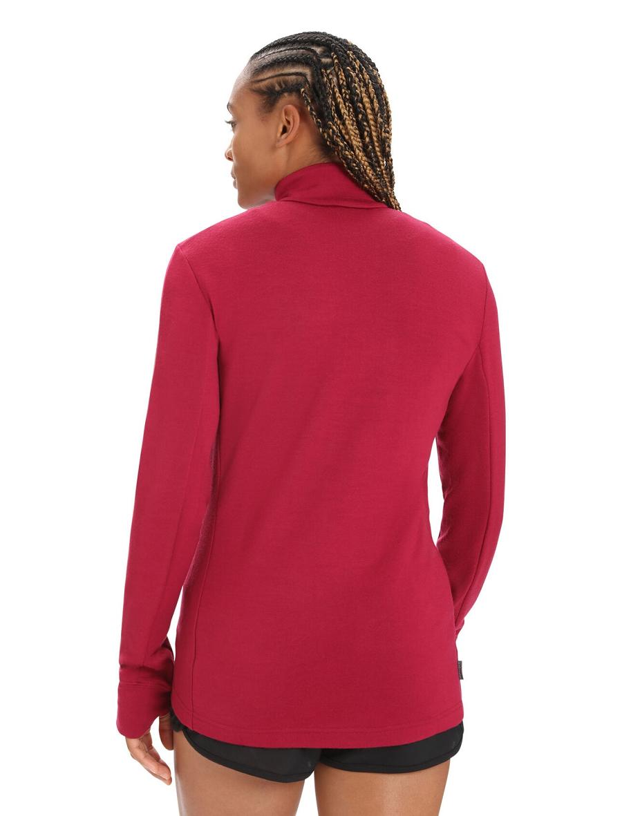 Bluzy Z Kapturem Icebreaker Merino Quantum III Long Sleeve Zip Damskie Różowe | PL 1267VRWD